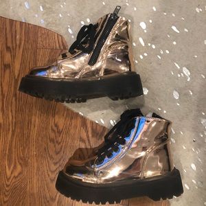 LF Rose Gold Combat Boots